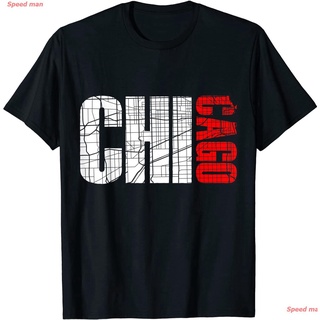 เสื้อยืดครอป I Love Chicago, Chicago Map Graphic Design Tee, Chicago City T-Shirt ชิคาโก บูลส์ Chicago Bulls เส