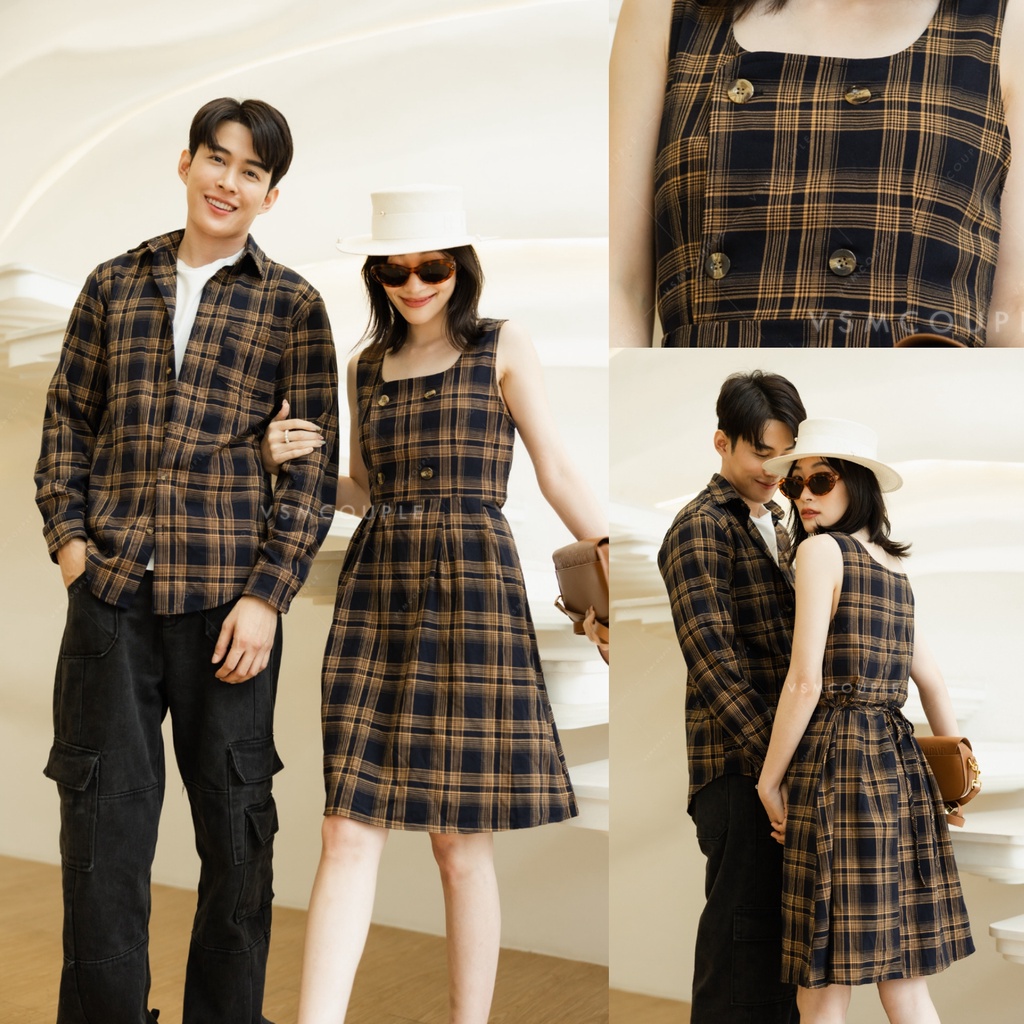 VSM COUPLE #80020-0 ชุดคู่รัก ชุดไปเที่ยว ชุดน่ารัก ชุดสีน้ำตาล ชุดถ่ายพรีเวดดิ้ง ชุดคู่ออกงาน