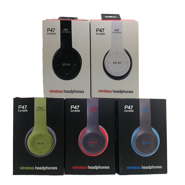 [ส่งฟรี]P47 Wireless Headphones หูฟังบลูทูธไร้สาย คมชัดพลังขับขนาดใหญ่:คละสี