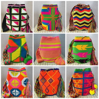 Wayuu bag กระเป๋าวายู  วายู Size L ถักไหมคู่ นำเข้าจาก Colombia ส่งจากไทย Monster Box