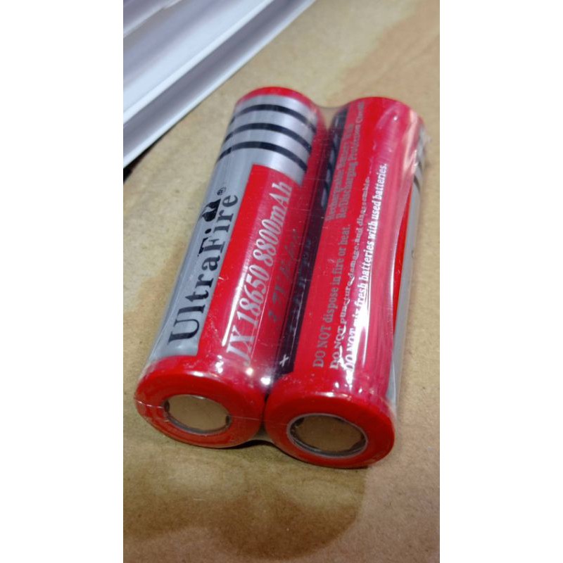แพค 2 ก้อน ถ่านชาร์จ 18650 3.7V 8800mAh ถ่ายหัวแบน ถ่านแรงสูง