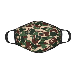 Supreme Bape A Bathing Ape Green Camo หน้ากากปิดปาก กันลม ล้างทําความสะอาดได้ สีดํา สําหรับขี่จักรยาน ตั้งแคมป์ ท่องเที่ยว