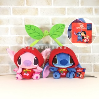 Stitch couple plush doll in cherry hood