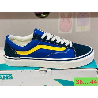 รองเท้าผ้าใบ Vans สามสี รองเท้าวินเทจแฟชั่นสีสันสดใส