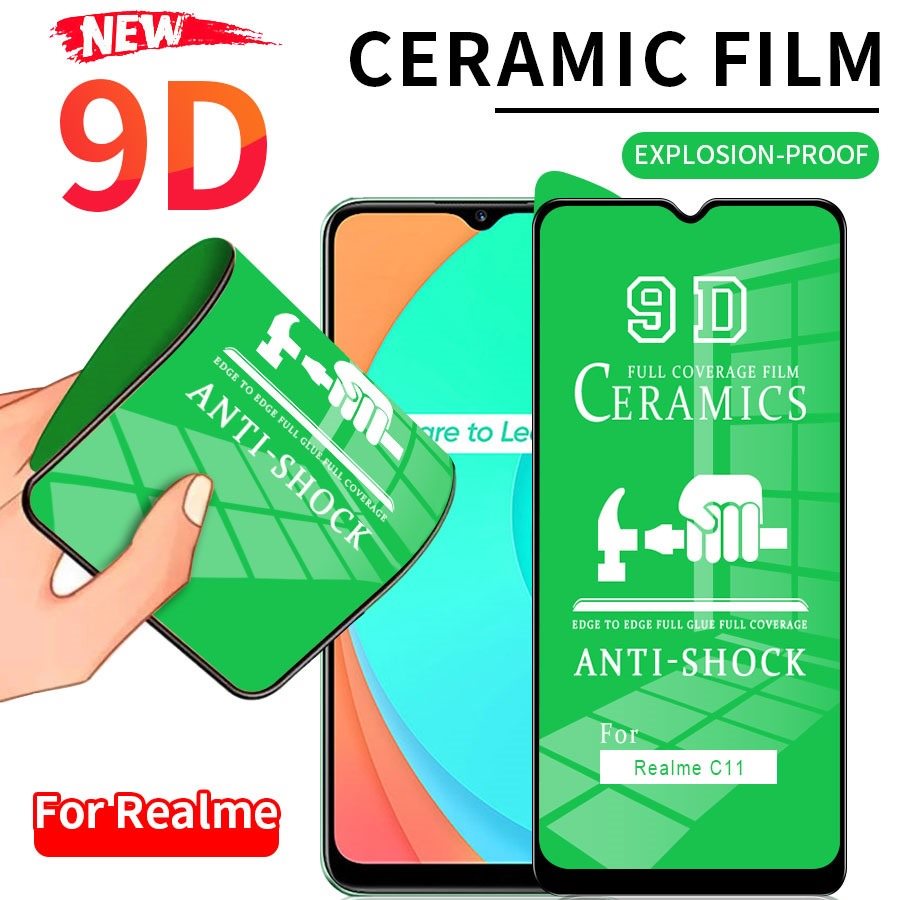 ฟิล์มกระจก Realme C2 C3 C11 C12 C15 3 5 5i 6 6i 7 7i Pro XT X2 เต็มกาวฟิล์มเซรามิกนุ่มป้องกันหน้าจอกันรอย