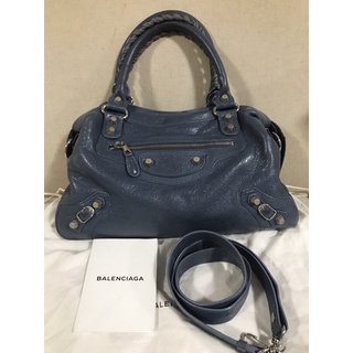 BALENCIAGA Lambskin Leather Giant 12 silver Town Bag