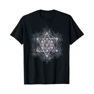 เสื้อยืดโอเวอร์ไซส์เสื้อยืด พิมพ์ลายเรขาคณิต Metatron Cube Sacred สําหรับเล่นโยคะS-3XL