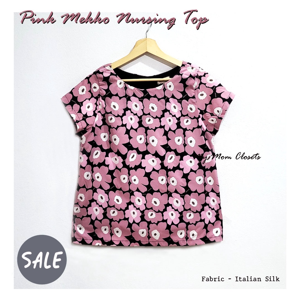 เสื้อให้นม มีแขน - Pink Mekko Nursing Top