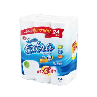 🔥*พร้อมส่ง*🔥 เอโร่ กระดาษชำระยาว 38 เมตร (24 ม้วน) ARO TOILET TISSUE 38M. 24X1