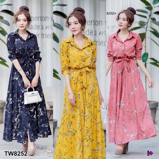 👗Pfashion [ส่งไว!!🚛] P8252  	แม็กซี่เดรสเชิ้ตดอกเดซี่  Daisy shirt dress maxi dress