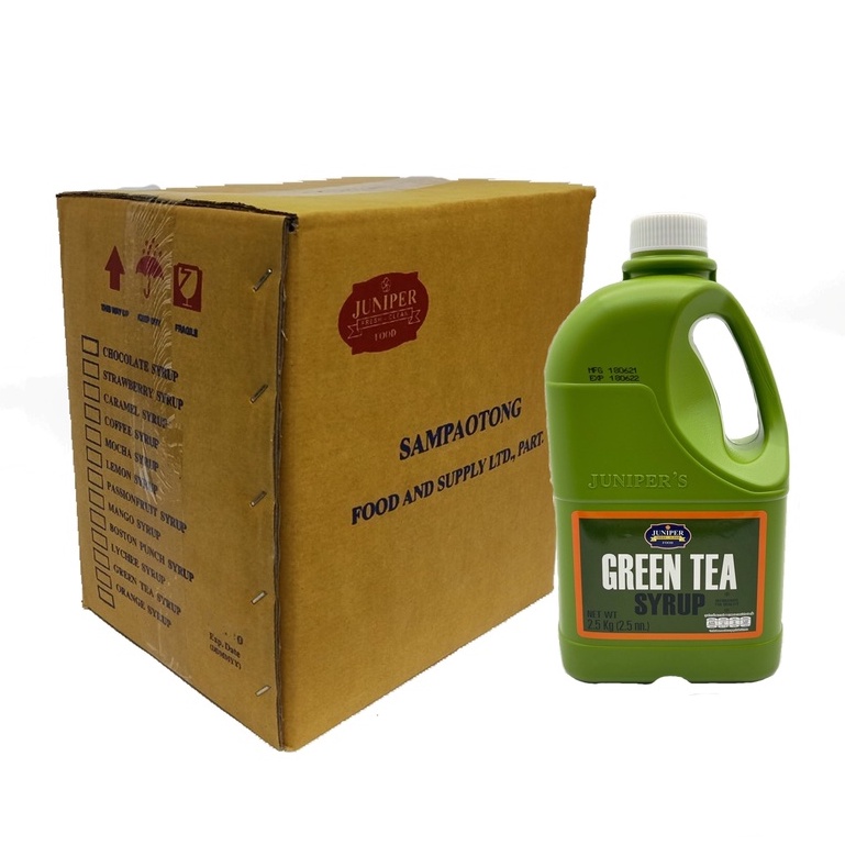 ยกลังJuniper Green Tea Syrup 2.5 KG. (จูนิเปอร์ ชาเขียว ไซรัป 2.5 กิโลกรัม)**จำกัดการซื้อ 1 ลัง/ออร์