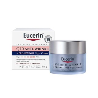 Eucerin Q10 Anti-Wrinkle Face Creme + Pro-Retinol ครีมทากลางคืน ขนาด 48 g.