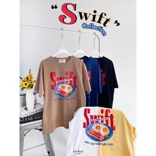 เสื้อยืด Oversize 🍳SWIFT breakfast 🥓 by AnyWear ผ้าCotton100% ใส่สบาย เสื้อยืดFreesize เสื้อยืดทรงเกาหลี เสื้อยืดมินิมอล