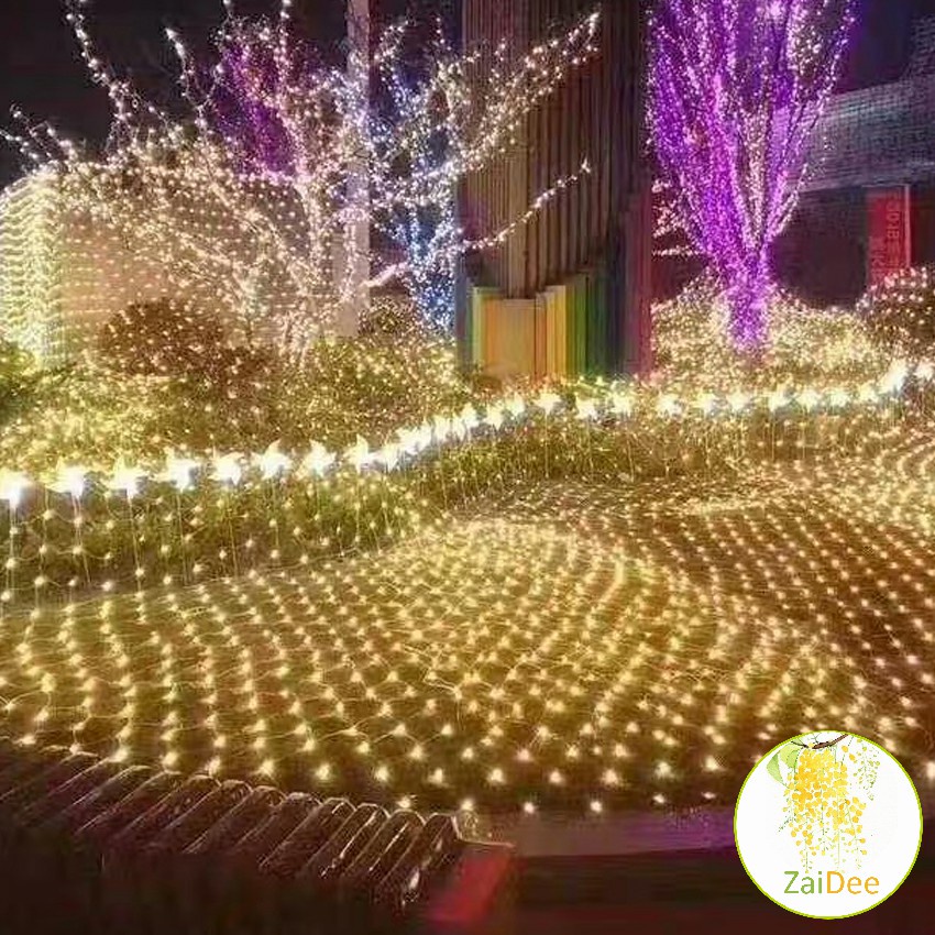 ไฟคริสมาส LED ม่านตาข่ายไฟตกแต่งงานปาร์ตี้ ตกแต่งสวนดอกไม้และต้นไม้ คริสต์มาส fishing net lights