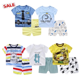 tdg 2Pcs/set Baby Suit T-shirt + Shorts Cotton Cartoon Short Sleeve for 6 Months-4 Years Old