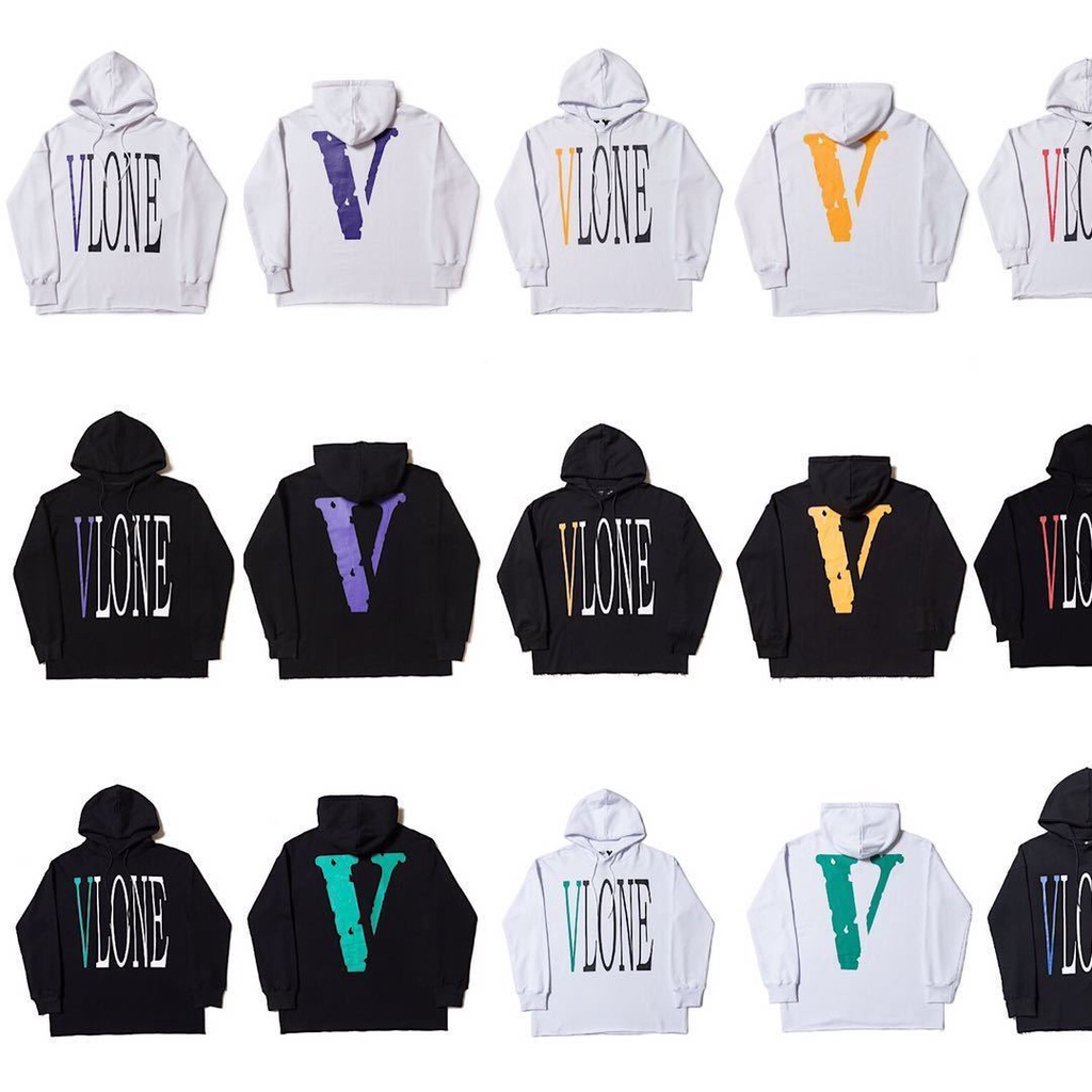 ❧Vlone เสื้อกันหนาว big V พิมพ์ Wang Yibo เดียวกันแบรนด์อินเทรนด์ผู้ชายและผู้หญิงคู่ hooded บางเสื้อ