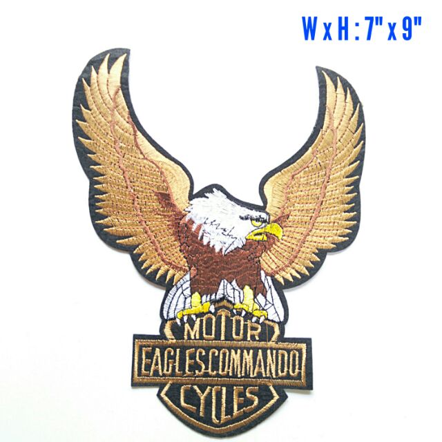 ตัวรีดติดหลังเสื้อ รูปนกอินทรีย์ขนาดใหญ่ 7"x9"นิ้ว Large EAGLE COMMANDER HARLEY DAVIDSON BIKER IRON 