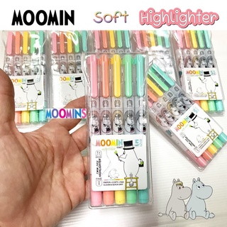 Highlighter พร้อมส่ง❗️#ปากกาไฮไลท์mindliner สีพาสเทล#moominของแท้1setมี5แท่ง