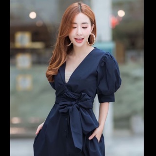 Miosotis dress  สีกรม ถ่ายจากสินค้าจริง