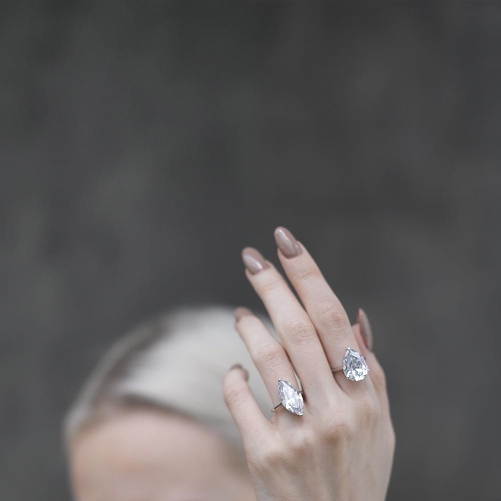 SWAN خاتم فضة Oversize Marquise بزركون — صورة 4