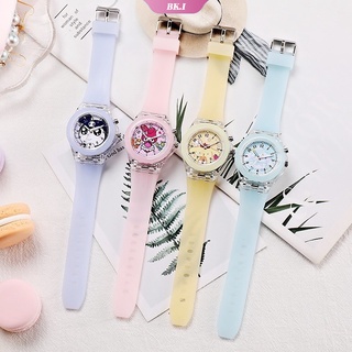 Sanrioed Watch My Melody Kuromi Cinnamoroll นาฬิกาข้อมือ สายซิลิโคน เรืองแสง สีสันสดใส สําหรับเด็กผู้หญิง นักเรียน