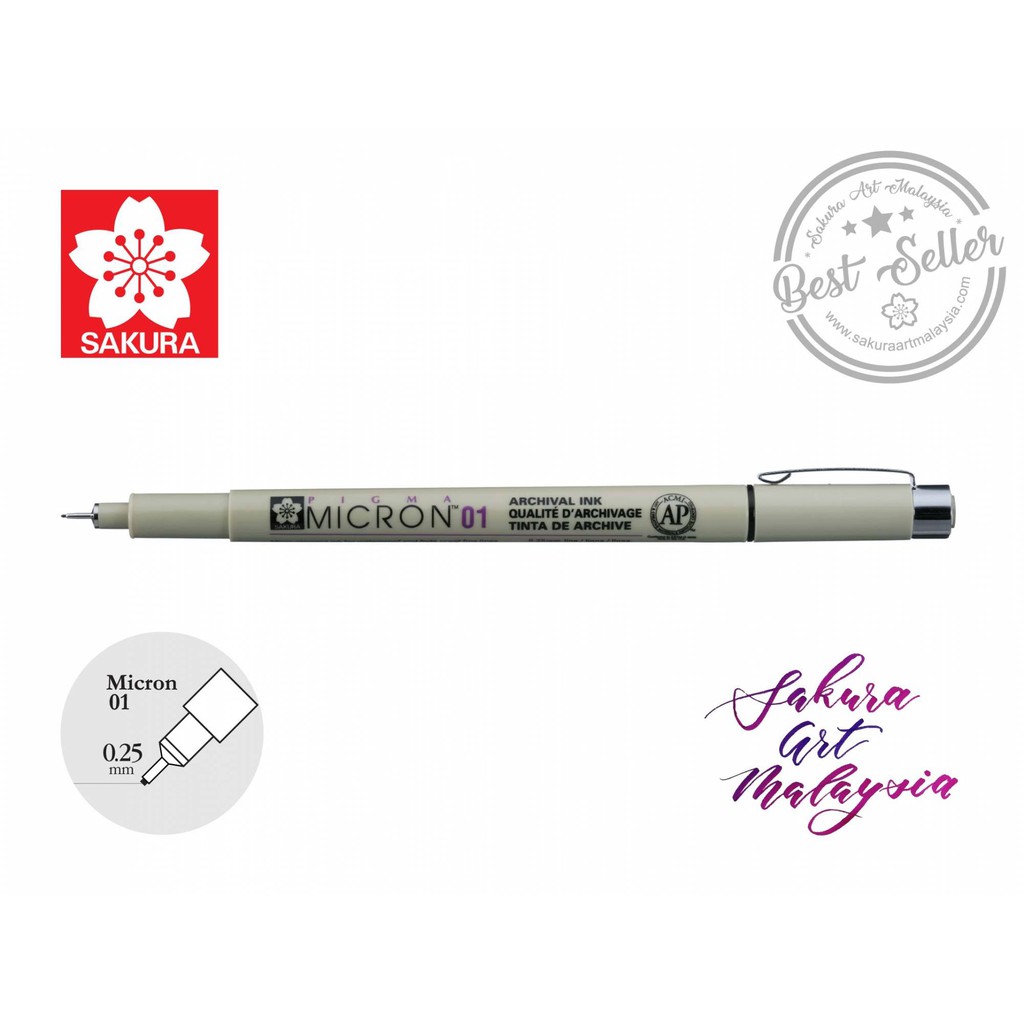 SAKURA PIGMA MICRON PEN 01 (สีดํา)