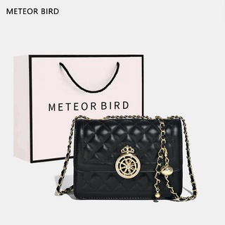 Meteor BIRD Lucky Turn กระเป๋าสะพายไหล่ ทรงสี่เหลี่ยม ขนาดเล็ก แต่งสายโซ่คล้อง แฟชั่นสําหรับสตรี