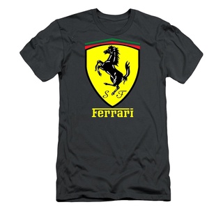 เสื้อยืดสีขาวFerrari เสื้อเชิ้ต คอกลม ผ้าฝ้าย สําหรับผู้ชาย ผู้หญิงS-4XL