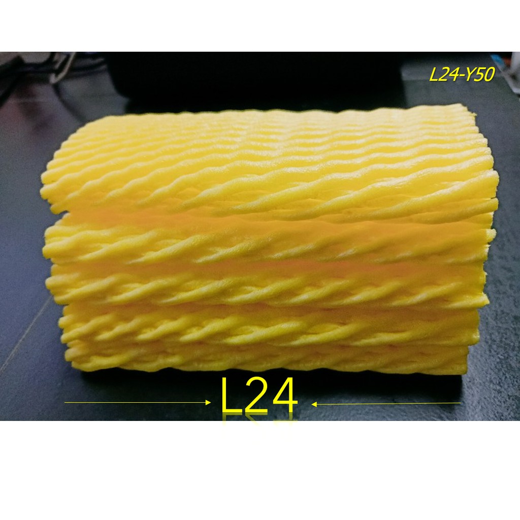โฟมตาข่ายห่อผลไม้ กันกระแทก ขนาด L24cm.(เส้นใหญ่) บรรจุ 50 ชิ้น (สีเหลือง)