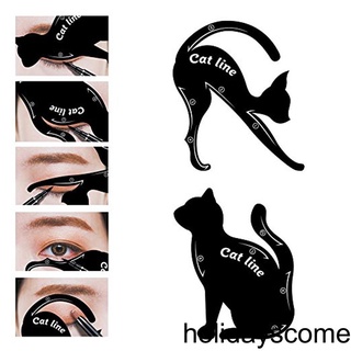 [HCLM] 2pcs/set Cat Shape Line Eyeliner Card Stencil Template Eye Shadow Frame Card Makeup Tools