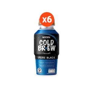 NESCAFÉ Cold Brew Pure Black เนสกาแฟ โคลด์ บริว เพียวแบล็ค กาแฟพร้อมดื่ม แบบขวด 220 มล. (แพ็ค 6 ขวด) NESCAFE