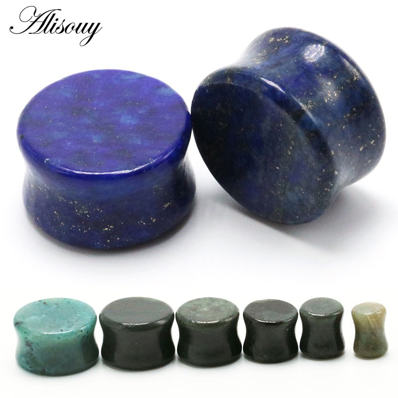 Alisouy 2PCS หินหูปลั๊กอุโมงค์หูวัดหูเจาะหู Stretchers