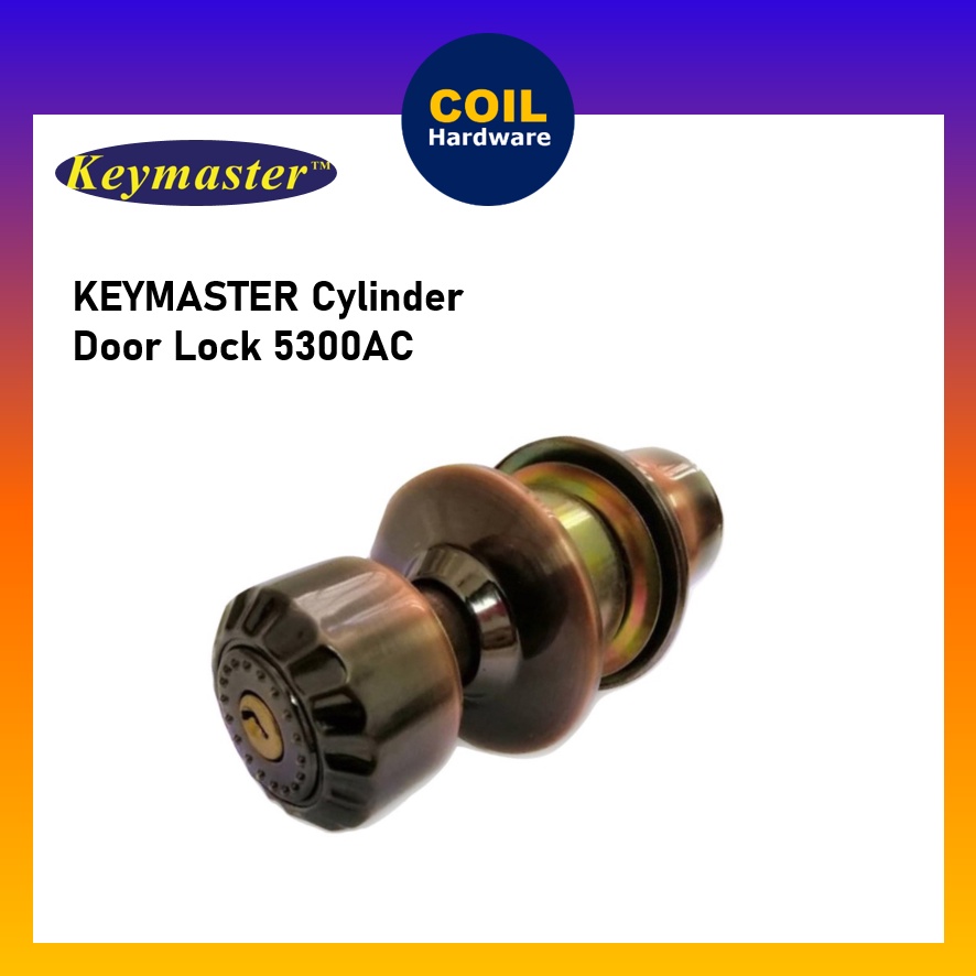 KEYMASTER ล็อคประตูทรงกระบอกรอบบอลลูกบิดประตูชุดล็อค Pintu Tombol 5300AC