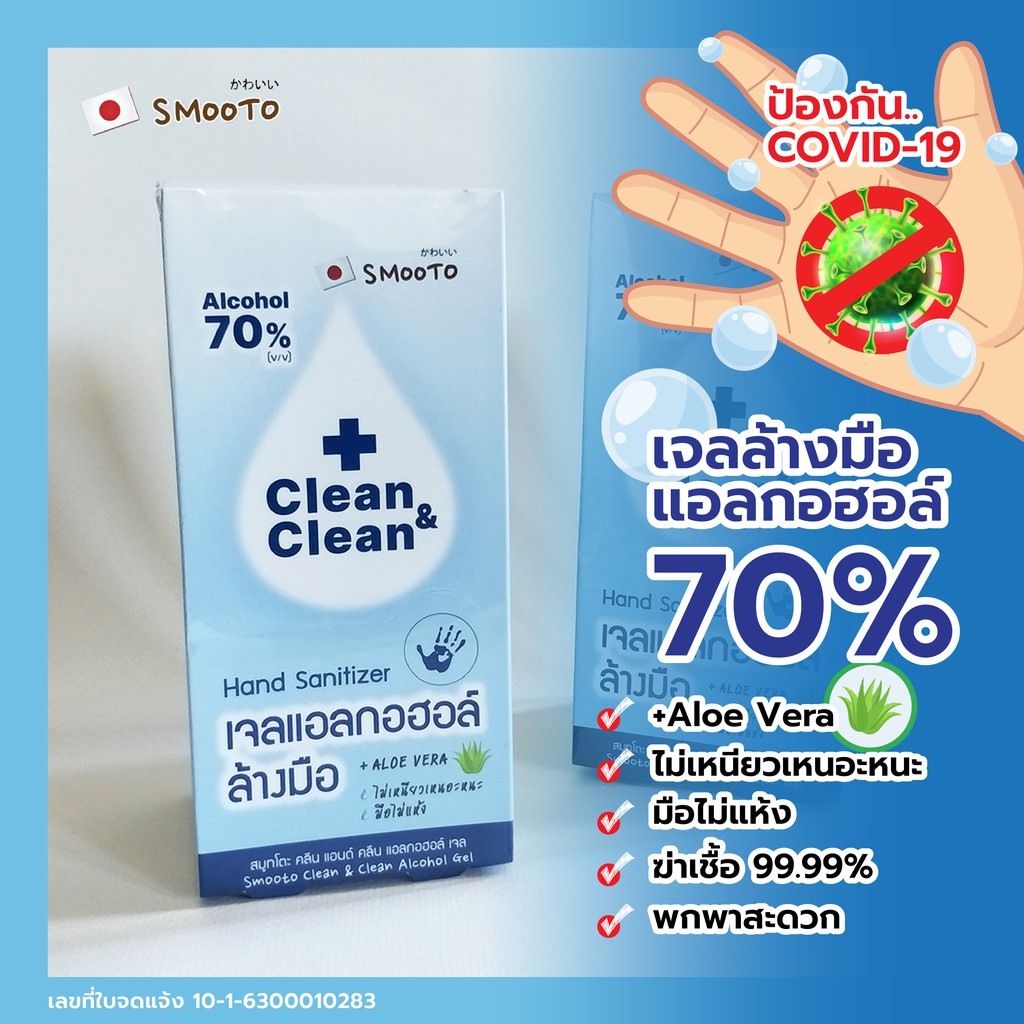 Sale [พร้อมส่ง!!] เจลล้างมือ แอลกอฮอล์เจลล้างมือ แบบพกพา ไม่ต้องล้างออก Hand Sanitizer 20 ml. แบบกล่อง 6 ซอง