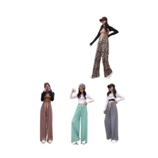 (เก็บโค้ดหน้าร้าน+โค้ดINC5FA5 ลดเพิ่ม 55.-)กางเกงขายาวเอวสูง ผ้าพลีส มีเชือกรูด ทรงหลวมสไตล์เกาหลี กางเกงผู้หญิง ฟรีไซส์
