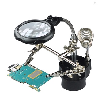 Zone 3.5X 12X Desktop Magnifier LED Light Helping Hands Table Magnifier Glass Stand with Alligator Clips Adjustable Magnifying Glass for Helping Hand Repair Reading Crafts Sewing