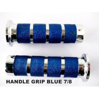 MOTORCYCLE CRUISER HANDLE GRIP SET "BLUE" (7/8") // ปลอกแฮนด์ กันลื่น สีน้ำเงิน สลับชุบ สินค้าคุณภาพดี