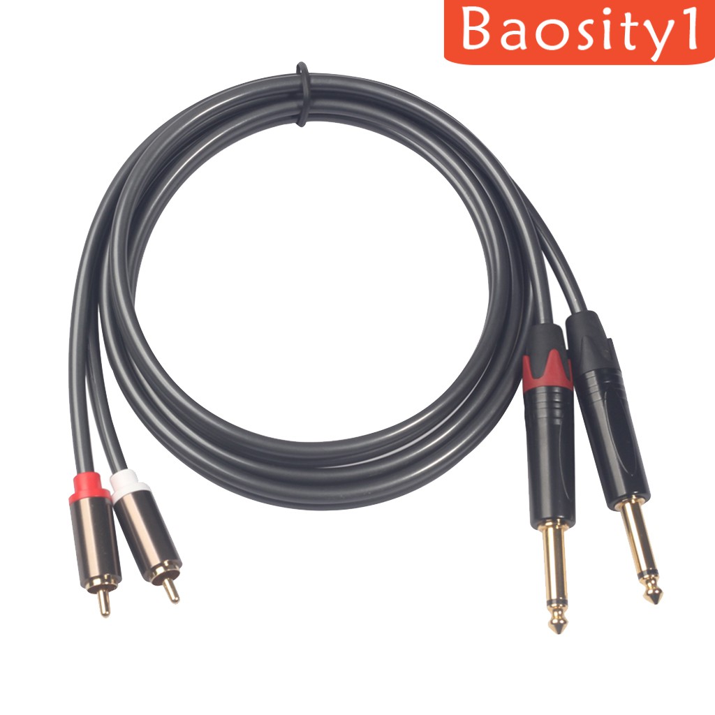 [BAOSITY1] สายเคเบิลอะแดปเตอร์เสียงสเตอริโอ 6.35 มม. เป็น 2RCA ชุบทอง 2X 6.35 มม. 1/4 นิ้ว ตัวผู้ TS