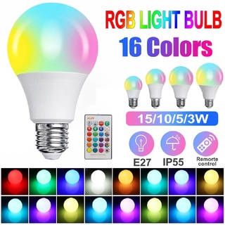 หลอดไฟเปลี่ยนสี หลอดไฟ LED 16 สี 10W พร้อมรีโมทควบคุม Remote Control Bubl W+RGB