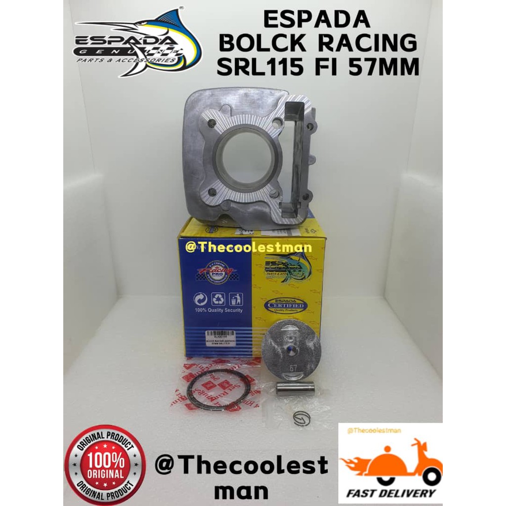 ️ ESPADA YAMAHA SRL115 FI BLOCK RACING (57MM 60MM) LAGENDA 115 FI BLOCK RACING !!