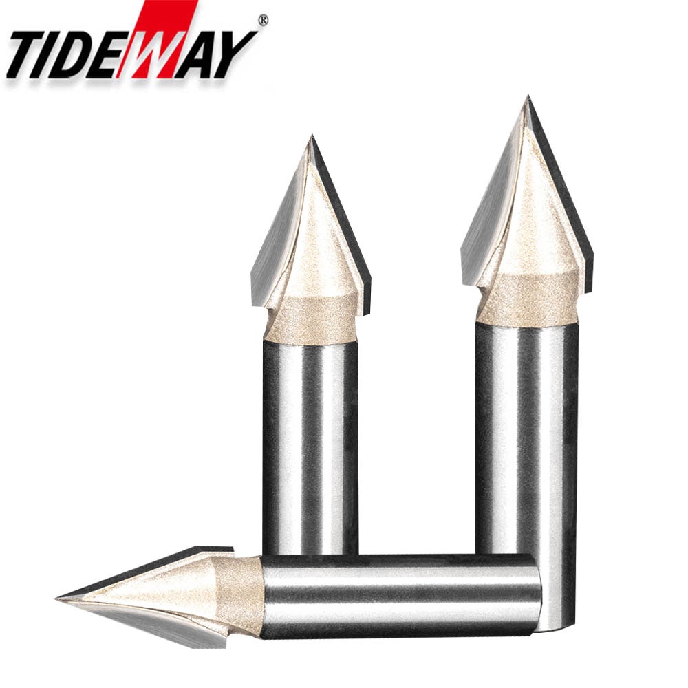 TIDEWAY 45 60 องศา V บิตทังสเตนคาร์ไบด์ 3D V-Shaped แกะสลัก Router Bit CNC งานไม้เครื่องมือสําหรับไม้เนื้อแข็ง MDF ไม้อัด
