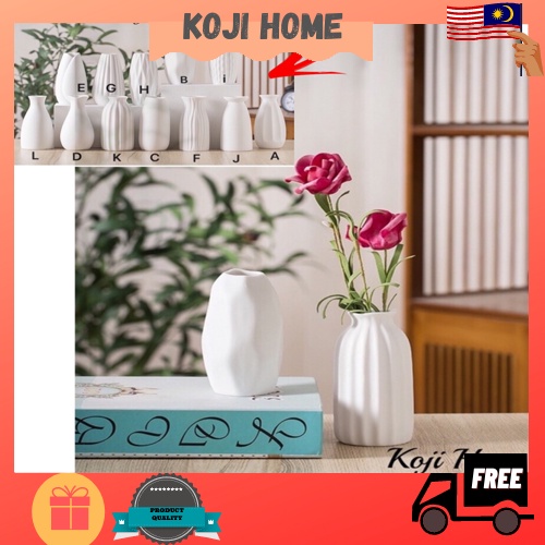 Koji Home Seramic Pasu Bunga / เซรามิคแจกันดอกไม้ขนาดเล็ก Matte White Design ห้องนั่งเล่นหน้าแรกตกแต