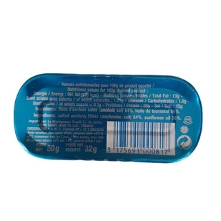 ปลาแองโชวี่ ดองในน้ำมันทานตะวัน ขนาด 50 กรัม Anchovies In Soya Oil 50 g BLASON DE MONACO