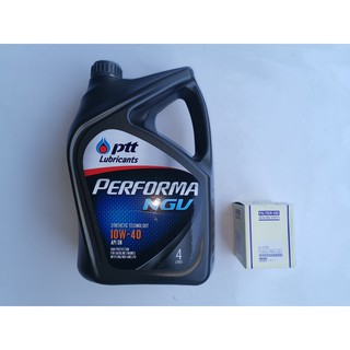 PTT Performa NGV 10W40 สำหรับเครื่องยนต์ติดแก้ส ขนาด4 ลิตร+กรองน้ำมันเครื่อง Honda Filter HD