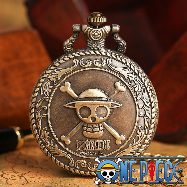 พร้อมส่ง onepiece โลหะผสม นาฬิกา นาฬิกาพก vintage one piece logo luffy