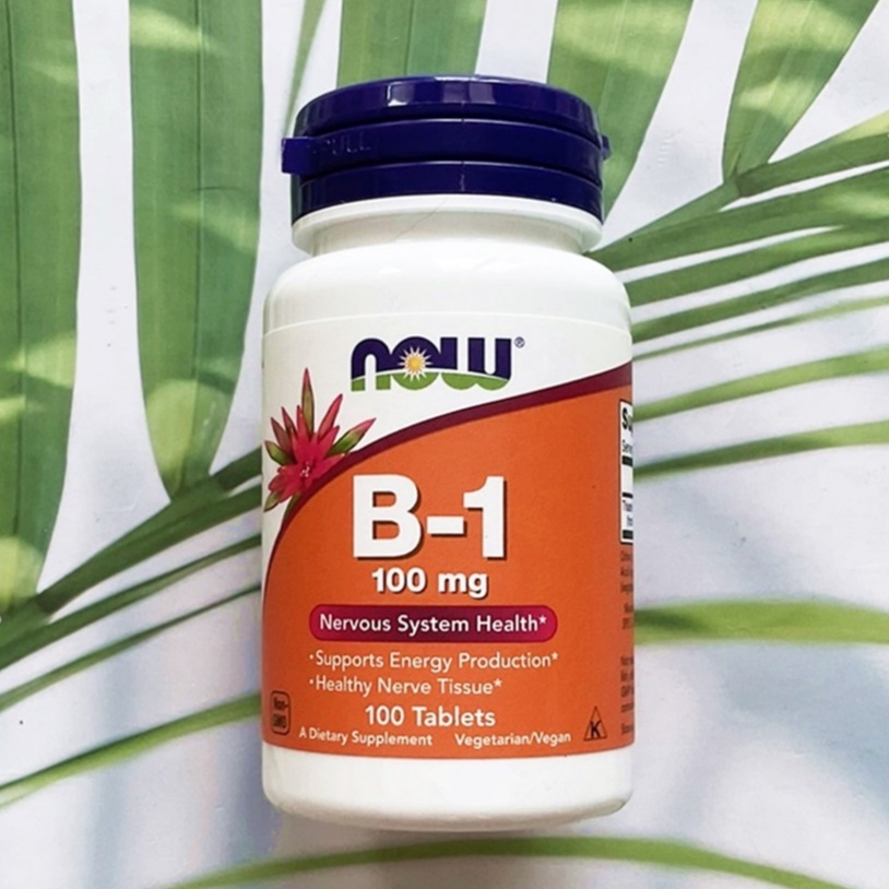 วิตามิน B-1 100 mg Thiamin ไทแอมีน เสริมพลังงาน สนับสนุนการเผาผลาญ ( Now®) 100 Tablets