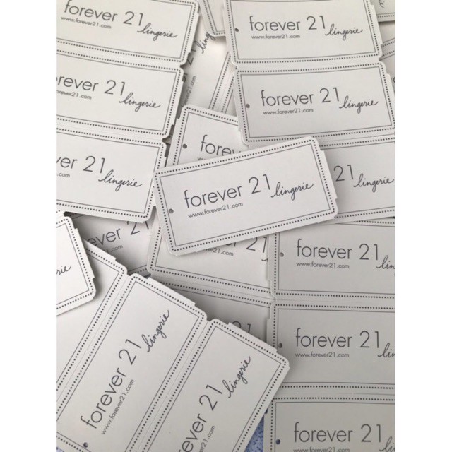 ป้ายห้อย forever 21 lingerie ขนาด 3.8x7.6 cm. ( 100 ใบ )