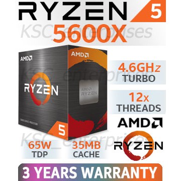 CPU AMD Ryzen 5 5600X Processor with Cooler (32MB Cache, Up to 4.60 GHz) # RYZEN5 5600X