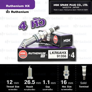 NGK หัวเทียน Ruthenium HX LKR6AHX 4 หัว Swift 1.2 [K12M] 2018 ขึ้นไป [ อัพเกรด NGK LZKR6F-11 ] - Made in Japan