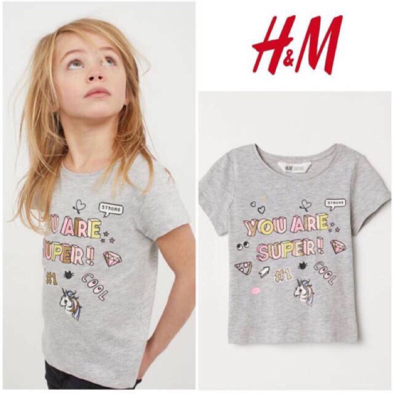 [2-4 Y] H*M/H*M GIRLS T-SHIRTS/GIRLS TOPS/GIRLS CLOTHES/ผ้าแบรนด์